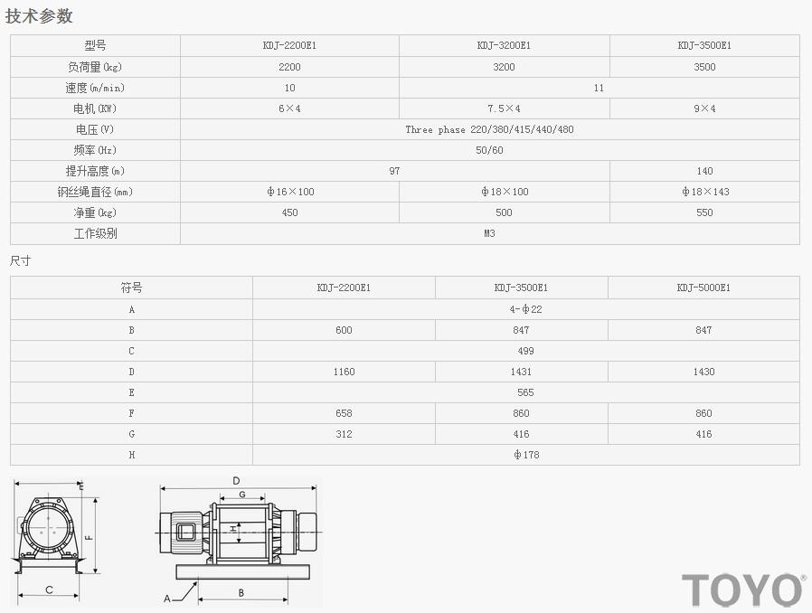 KDJ-2200E1-3200E1-3500E1型电动卷扬机技术参数